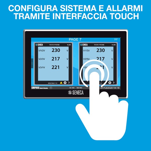 Configure System and Alarms via touch interface